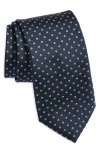 Hugo Boss Boss Geo Jacquard Silk Blend Tie In Dark Blue