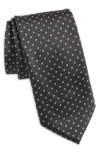 Hugo Boss Boss Geo Jacquard Silk Blend Tie In Dark Grey