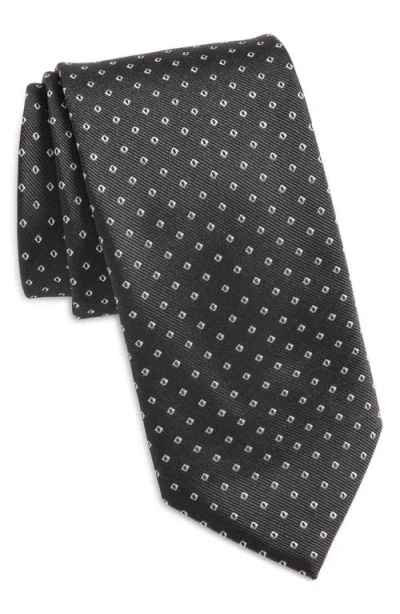 Hugo Boss Boss Geo Jacquard Silk Blend Tie In Dark Grey