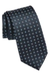 Hugo Boss Boss Geo Jacquard Silk Tie In Blue