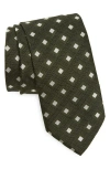 Hugo Boss Boss Geometric Jacquard Silk Blend Tie In Green