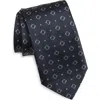 Hugo Boss Boss Geometric Pattern Silk Tie In Blue