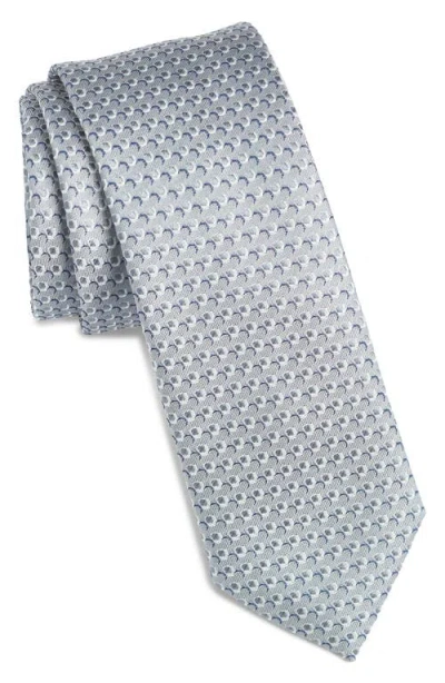 Hugo Boss Boss Geometric Pattern Silk Tie In Silver