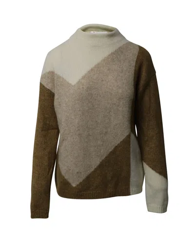 Hugo Boss Boss Geometric Print Mock Neck Sweater In Multicolor Polyamide