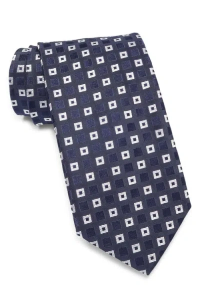 Hugo Boss Boss Geometric Silk Tie In Blue