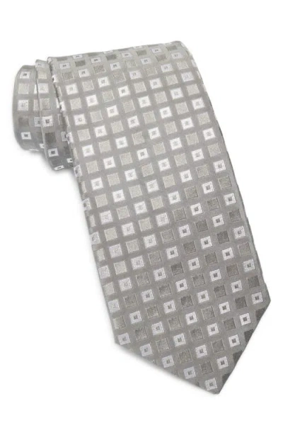 Hugo Boss Boss Geometric Silk Tie In Gray