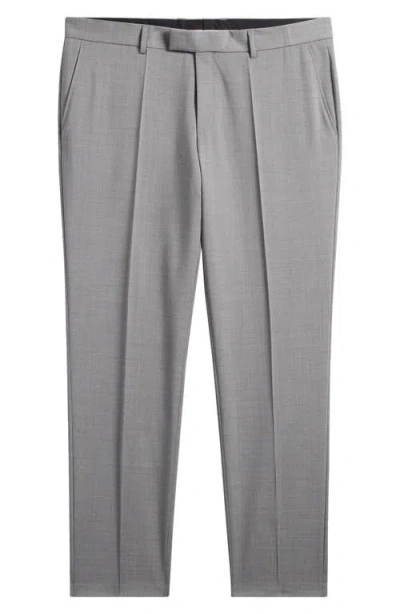 Hugo Boss Boss George Flat Front Virgin Wool Pants In Silver