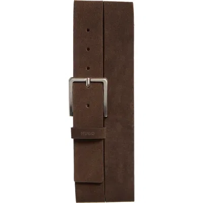 Hugo Boss Boss Gionio Leather Belt In Dark Brn