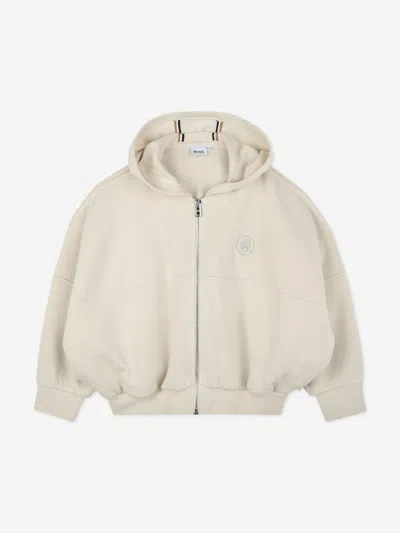 Hugo Boss Kids' Boss Girls Double B Zip Up Top In White