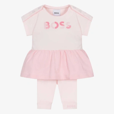 Hugo Boss Babies' Boss Girls Pink Cotton Leggings Set