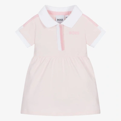 Hugo Boss Babies' Boss Girls Pink Cotton Polo Shirt Dress
