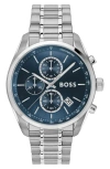 Hugo Boss Boss Grand Prix 44 Watch Silver In Metallic