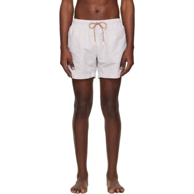 Hugo Boss Boss Gray And White Micro-print Swimming Trunks