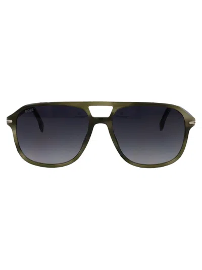 HUGO BOSS BOSS GREEN HORN ACETATE SUNGLASSES