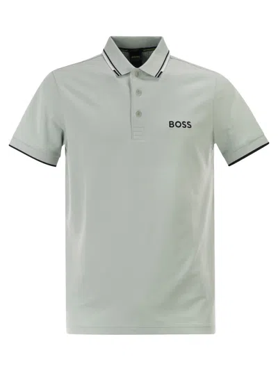 Hugo Boss Boss Regular Fit Polo Shirt In Stretch Recycled Cotton And Polyester In White