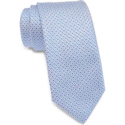 Hugo Boss Boss Grid Silk Blend Tie In Blue