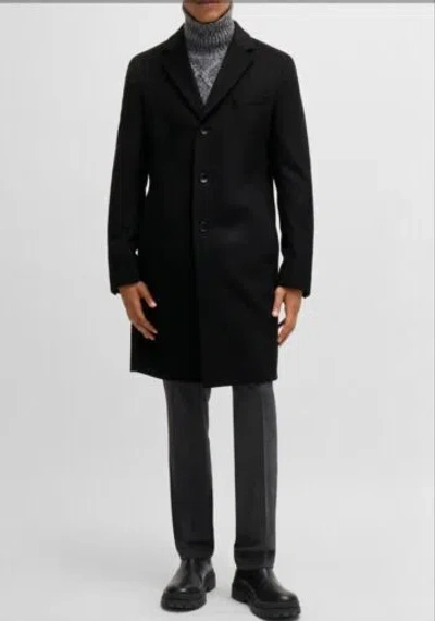Pre-owned Hugo Boss Boss H Hyde 224 Coat Crafted From Virgin Wool Blended With Luxurious Cashmere In Black