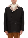 Hugo Boss Double-breasted Shearling Jacket Pockets In Black