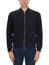 Hugo Boss Ribbed Collar Jacket Side Pockets In Blue