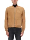 Hugo Boss Boss Muller Suede Bomber Jacket In Orange