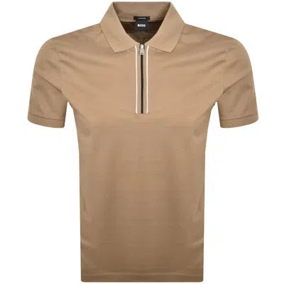 Hugo Boss Boss H Paras 65 Polo T Shirt Medium Beige In Brown