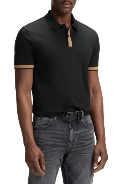 Hugo Boss Boss H-phillipson Wool Polo In Black