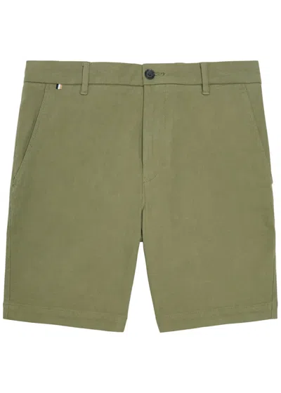 Hugo Boss Boss H-slice Piqué Stretch-cotton Shorts In Brown