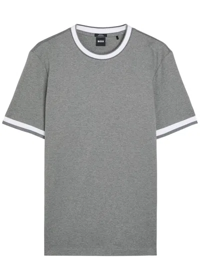 Hugo Boss Boss H-tessler Logo-print Cotton T-shirt In Gray