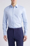 Hugo Boss Boss Hank Kent Slim Fit Performance Stretch Dress Shirt In Brown