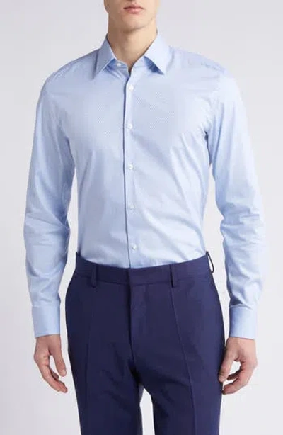 HUGO BOSS BOSS HANK GEOMETRIC PATTERN STRETCH COTTON DRESS SHIRT