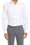 Hugo Boss Jasper Pique Slim Fit Tuxedo Shirt In White