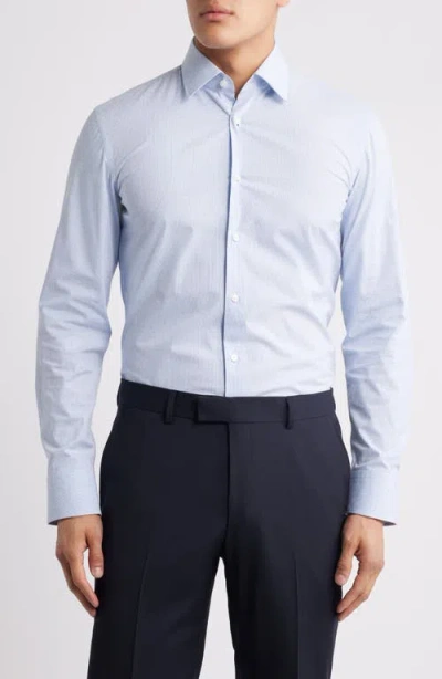 Hugo Boss Boss Hank Kent Slim Fit Performance Stretch Cotton Dress Shirt In Blue