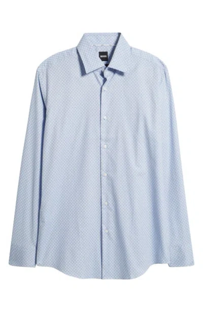 Hugo Boss Slim-fit Shirt In Printed Performance-stretch Jersey In Neutral