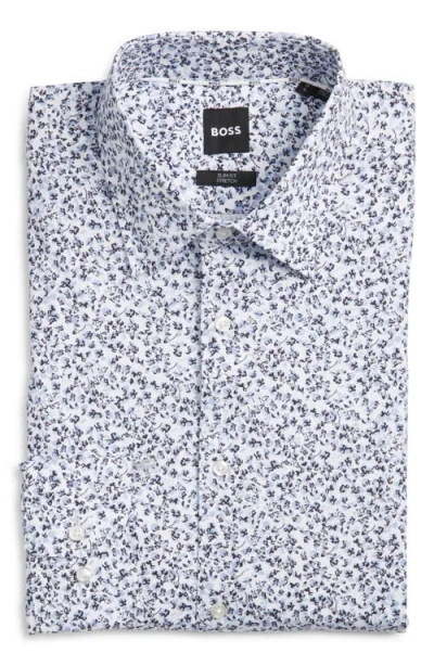 Hugo Boss Boss Hank Kent Slim Fit Stretch Cotton Dresss Shirt In Multi