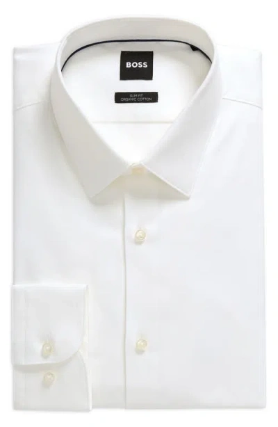 Hugo Boss Boss Hank Kent Stretch Cotton Dress Shirt In White