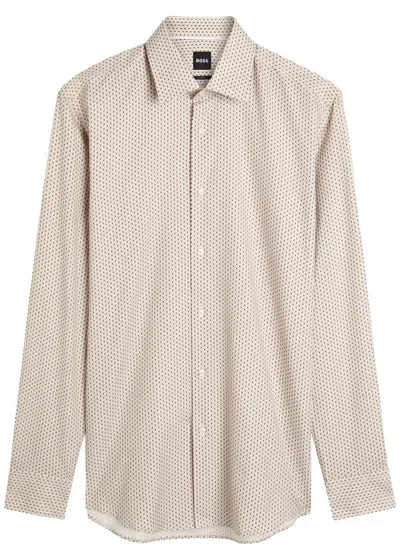 Hugo Boss Boss Hank Patterned Cotton Shirt In Neutral