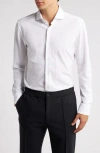 Hugo Boss Boss Roan Solid Stretch Cotton Button-up Shirt In White