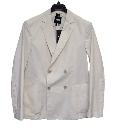 Pre-owned Hugo Boss Boss Hanry Double Breasted Slim Jacket Soft Stretch Cotton Italian Fabric - 40r In White