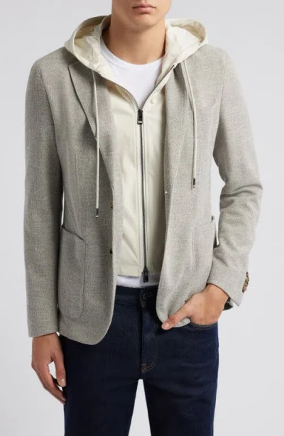 Hugo Boss Boss Hanry Knit Sport Coat With Removable Hooded Bib In Light Beige
