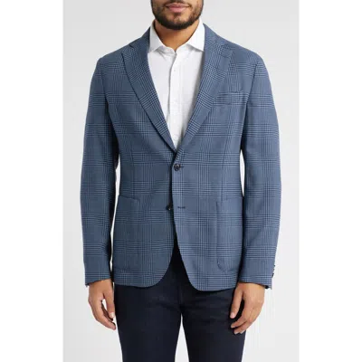 Hugo Boss Boss Hanry Slim Fit Blue Glen Check Stretch Wool Sport Coat In Medium Blue