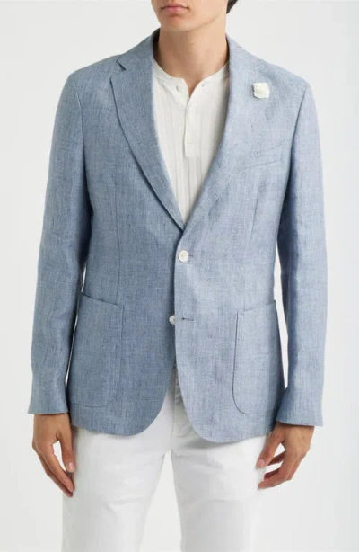 Hugo Boss Boss Hanry Slim Fit Blue Mélange Slub Linen Sport Coat