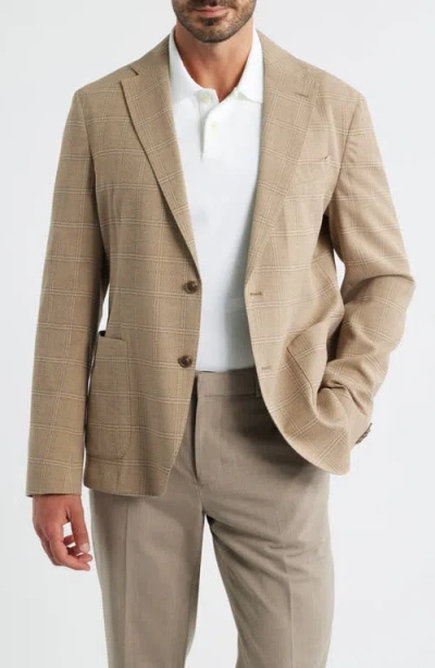 Hugo Boss Boss Hanry Slim Fit Check Stretch Wool & Cotton Sport Coat In Brown