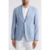 Hugo Boss Boss Hanry Slim Fit Light Blue Slub Wool & Cotton Blend Sport Coat