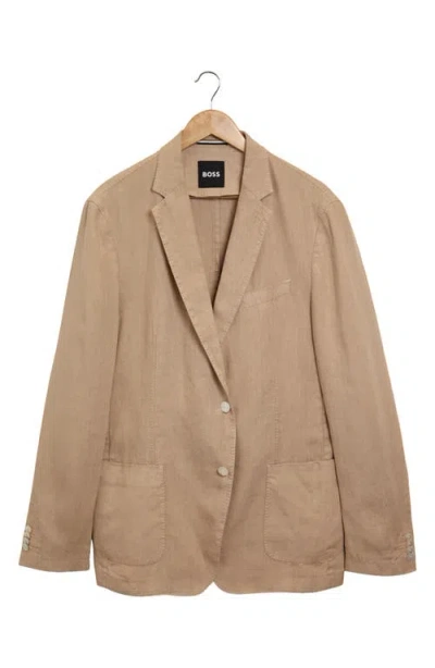 Hugo Boss Boss Hanry Slim Fit Linen Sport Coat In Brown