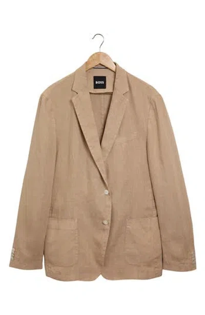 Hugo Boss Boss Hanry Slim Fit Linen Sport Coat In Brown
