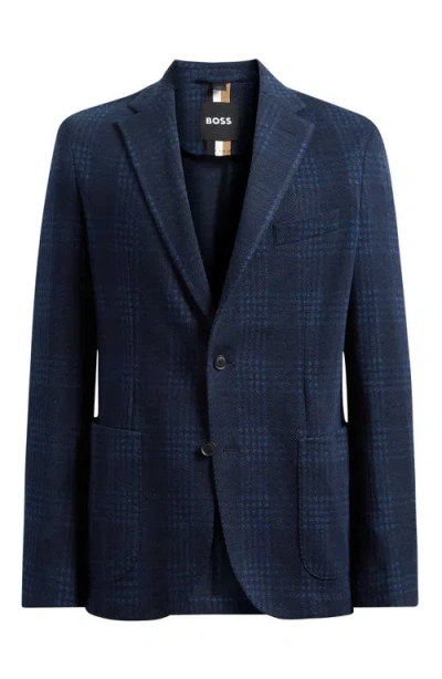 Hugo Boss Boss Hanry Slim Fit Plaid Cotton Blend Flannel Sport Coat In Blue