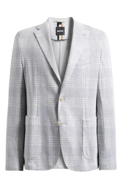 Hugo Boss Boss Hanry Slim Fit Plaid Cotton Blend Flannel Sport Coat In Gray