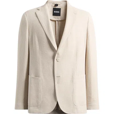 Hugo Boss Boss Hanry Slim Fit Tan Textured Cotton & Linen Blend Sport Coat In Brown