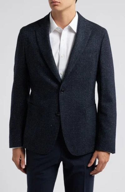 Hugo Boss Boss Hanry Virgin Wool Blend Herringbone Sport Coat In Dark Blue