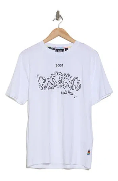 Hugo Boss Boss X Keith Haring T-shirt With Special Logo Artwork In White